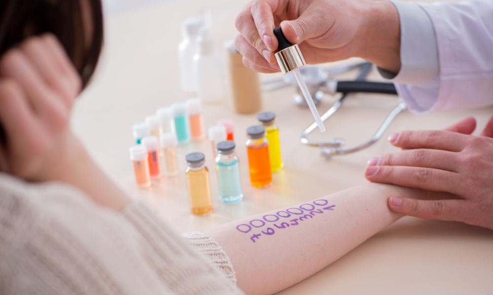 Healthcare provider performing allergy testing for a patient in Longview TX